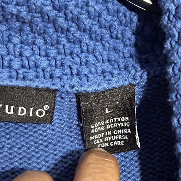 Bay Studio Women’s Zippered Cardigan- blue.  Size Large - Picture 6 of 9